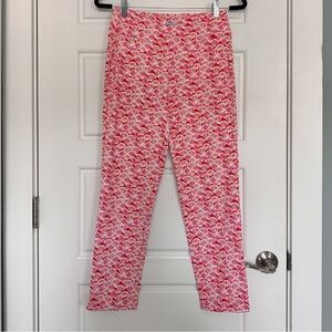 J McLaughlin Catalina Cloth Slim Ankle Pants, Pink & Red Scallop Print | Size XS